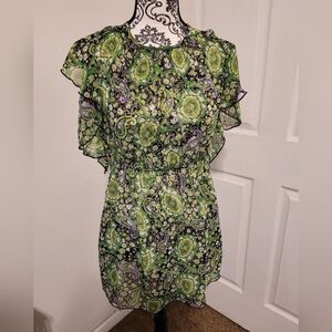 Mitto green paisley sheer top‎